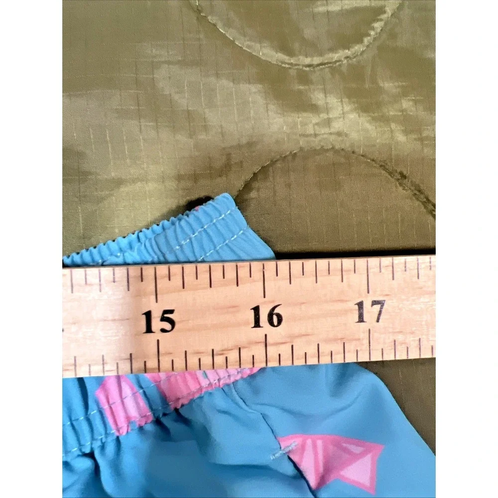 Maamgic Swim Trunks XXL Teal Flamingo Print Zipper‎ Pockets Lined Bathing Suit